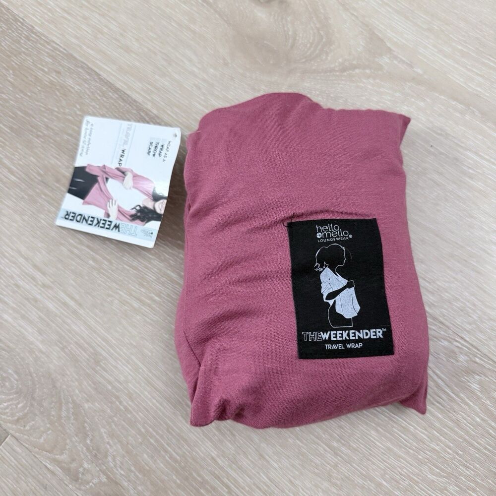 Hello Mello Weekender Travel Wrap Mauve Pink StretchCool Scarf Shawl Pouch OS